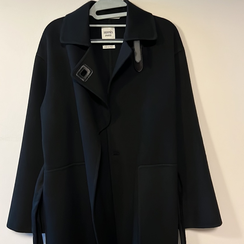 Hermes black double cashmere coat - Picture 5 of 12